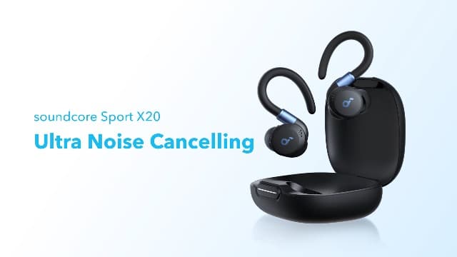 Soundcore Sport X20 by Anker, True-Wireless Workout Earbuds, Rotatable and Extendable Ear Hooks, Noise Cancelling, Deep Bass, IP68 Waterproof, Sweatproof, Dustproof, 48H Play, Sport Earbuds for Gym