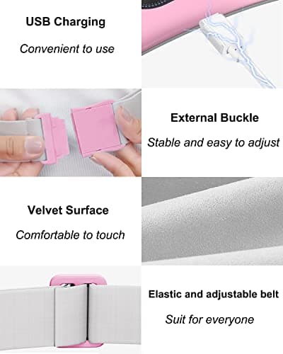 Electric Heating Pad, Portable Cordless Menstrual Heating Pad with 4 Heat Levels and 4 Massage Modes, Fast Large Heating Belly Wrap Belt for Cramps, Back Pain Relief Gifts for Women Girls Her (Pink)