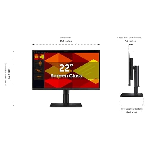 Samsung 22” (S40GD) Borderless Business Monitor with IPS Panel, 100Hz Refresh Rate, Eye Saver Mode, Ergonomic Design, Game Picture Mode, LS22D402GANXGO