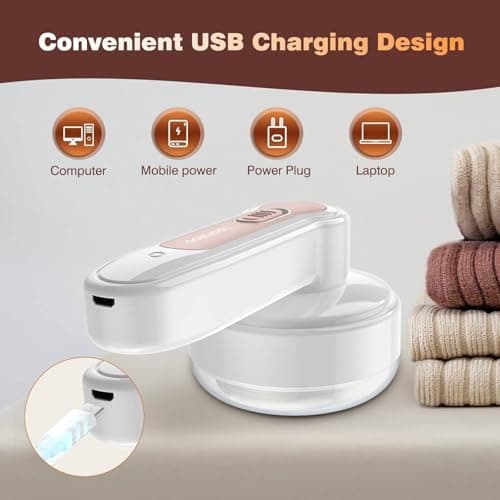 Fabric Shaver, Lint Remover for Clothes, USB Rechargeable Fabric Defuzzer with 3 Replaceable Blades, Removes Fabric Pills, Rechargeable Sweater Defuzzer Pill Remover, Depiller Effectively Remove Pills