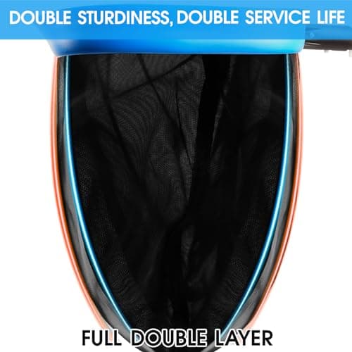 Upgraded Full Double Layer Pool Net Rake,17.5'' - Outer Heavy Duty Self-Repair Net & Inner Fine Mesh Net for Particle Debris, Above Ground & In-ground Swimming Pools, No Poles