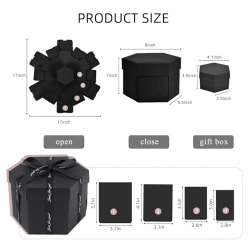 RECUTMS Explosion Box DIY Scrapbooking Set Handmade Photo Album Mothers Day Gifts,Gift Box with 6 Faces for Christmas Gift Wedding Memory Book (6 Sides)
