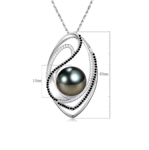 NONNYL Mothers Day Gifts for Mom, Wife, Women - Tahitian Black Pearl Necklace - Wedding, Birthday, Anniversary, Valentine's, Christmas Jewelry B0CSKR4M5V