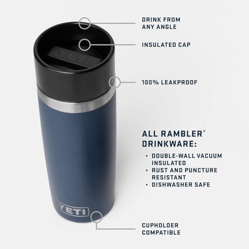 YETI Rambler 16 oz Travel Bottle, Stainless Steel, Vacuum Insulated with Leakproof Commuter Cap, Black