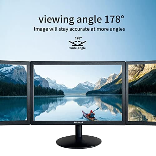 SKitphrati 15.6 Inch Small PC Monitor, FHD VA 1080P Desktop Display with 1920x1080 99% sRGB HDMI VGA Ports, 2 Hole Mounting, LED Monitor for PC, Laptop and Computer, Black