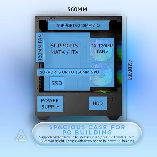 Apevia Phantom-MESH-BK Phantom Micro-ATX Dual-Chamber Mesh Gaming PC Case w/ 5X 120mm ARGB Fans, 366 RGB Modes, Mesh Airflow Performance Front Panel, 240mm Radiator Support, 2X USB3.0, HD Audio, Black