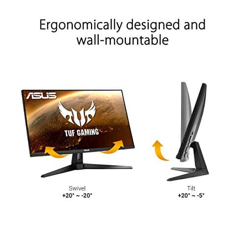 ASUS TUF Gaming 27" 2K HDR Monitor (VG27AQ1A) - QHD (2560 x 1440), IPS, 170Hz (Supports 144Hz), 1ms, Extreme Low Motion Blur, Speaker, G-SYNC Compatible, VESA Mountable, DisplayPort, HDMI