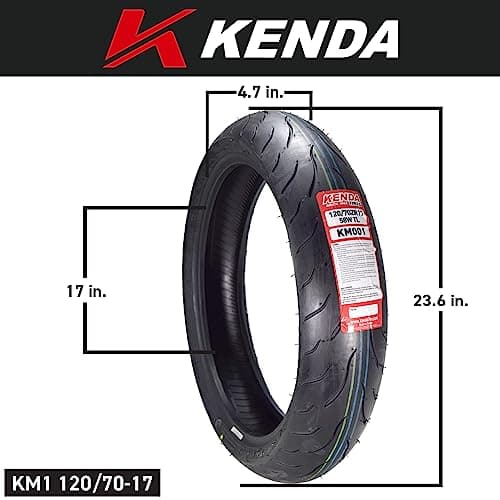 Kenda KM1 (KM001) 120/70ZR17 Front (58W) & 180/55ZR17 Rear (73W) Tires for Sport Touring Motorcycles, Radial with High-Speed Stability & Excellent Wet Grip w/Keychain (120/70-17) (180/55-17) (2-Pack)