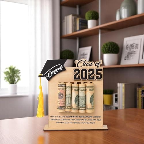 Congrats Graduation Money Holder 2025, Wooden Graduation Money Cash, Class of 2025 Graduation Gifts for Her, Him, Senior College University Graduates Gifts