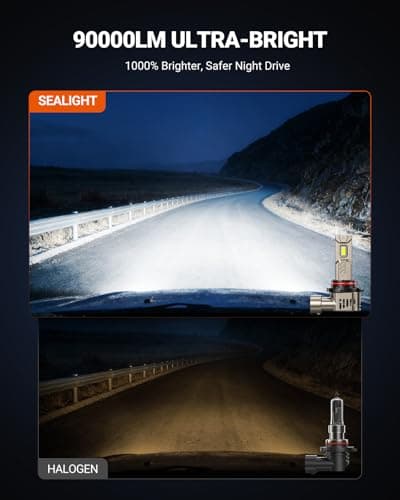 SEALIGHT 9005/HB3 9006/HB4 LED Bulbs Combo, 1000% Super Bright, 1:1 Mini Size, 10-Year Extended Lifespan with Cooling Fan, 6500K White Canbus Ready, Plug-N-Play, Pack of 4
