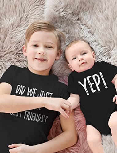 Tstars Did We Just Become Best Friends? Big Brother Little Bro Matching Shirt & Baby Bodysuit Set