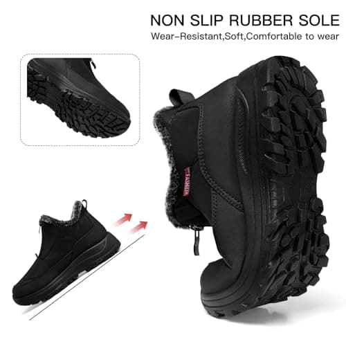 TEMOFON Winter Snow Boots for Women: Waterproof Warm Fur Lined Walking Outdoor Ankle Booties Slip on Snow Shoes Size 5-12