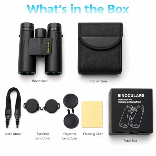Asacam 12x42 Binoculars for Adults, High Powered Binoculars with Large Eyepiece, Lightweight HD BAK4 Prism for Bird Watching, Travel, Hunting, Camping, Sports