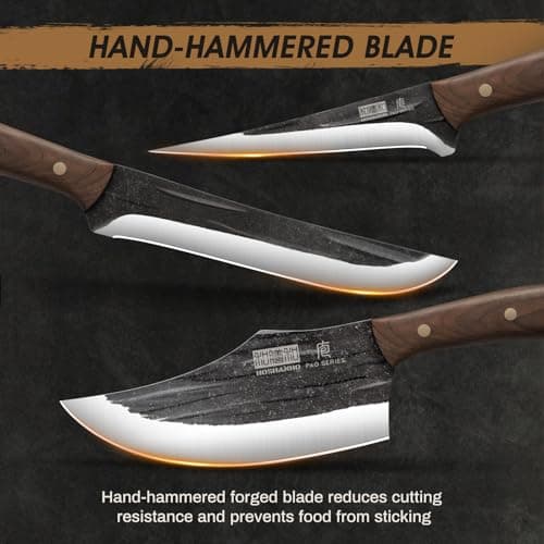 Butcher Knife Set, Hand Forged Butcher Chef Knife Set with Roll Bag, Sharp Meat Cleaver Knife & Bone Chopper Knives & Fillet Knives for Home & Camping & BBQ Gift for Men