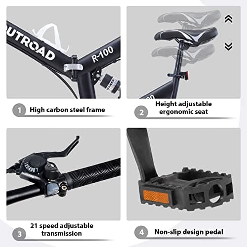 26 ich Folding Mountain Bike, 21 Speed High Carbon Steel Mountain Bike for Adults with 26 Inches Durable Tires, Front Suspension Folding Bicycle for Women and Man | 26 ich, High Carbon Steel, Durable Tires, Front Suspension, Folding Bicycle