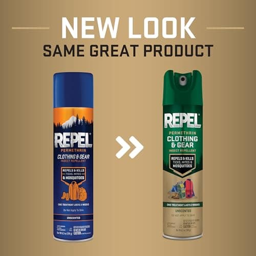 Repel Permethrin Clothing & Gear Insect Repellent, Use on Outdoor Gear, Tents and Sleeping Bags, Repels Mosquitoes, Ticks, Mites, (Aerosol Spray) 6.5 fl Ounce