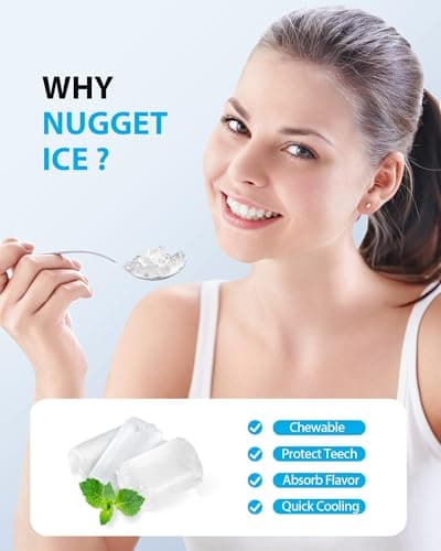 Aeitto Nugget Ice Maker 40Lbs/24H, Countertop Soft Chewable Ice Pebble Ice Machine, One-Click Operation, Auto Self-Cleaning Ice Makers with Scoop&Basket for Home, Office, Kitchen, Party (Black)