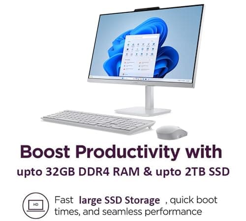 Lenovo 24" FHD All-in-One Desktop Computer for Home & Office, Intel Processor, 16GB RAM, 1TB Storage(512GB SSD & 512GB Portable HDD), WiFi 6, HDMI, Business AIO, Wireless Keyboard & Mouse, Win11