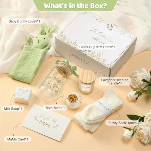 New Mom Gift Basket, Mommy Postpartum Care Package for Expecting & First-Time New Moms, Mom to be, Baby Shower, Gender Reveal & After-Birth Gift Set
