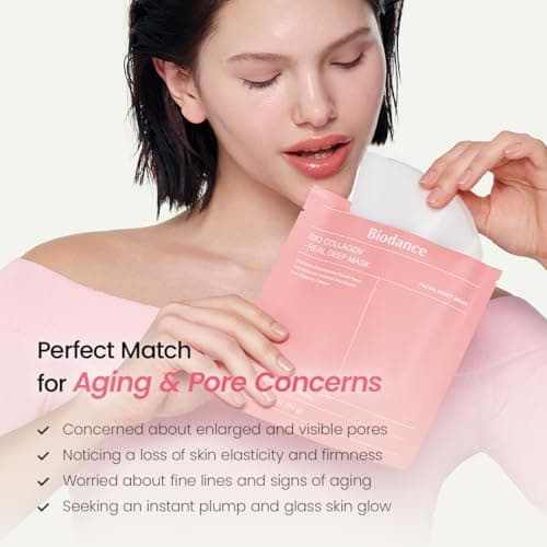 BIODANCE Bio-Collagen Real Deep Mask, Hydrating Overnight Hydrogel Face Mask, Pore Minimizing, Elasticity, Plumping, Travel Essentials & Self Care Gifts for Women, Korean Skin Care | 1.19oz(34g) x 4ea B0B2RM68G2