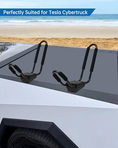 Kayak Roof Racks for 2 Kayaks Compatible with Cybertruck - Heavy Duty Kayak Rack Include Two Sets of Straps for Cars, Easy to Mount J-Bar Style Carriers for Canoes Kayaks Paddle Boards and Surfski