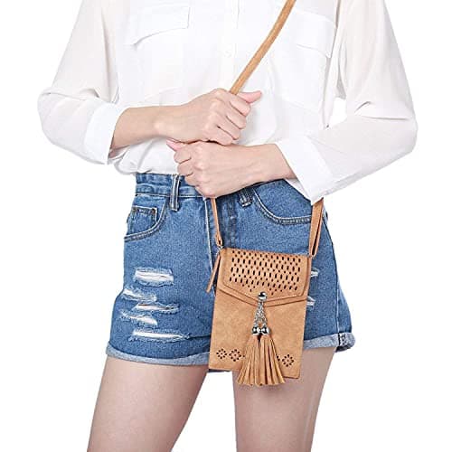 Vintage Tassel Purse: soft leather, fits a large phone, cards & keys —gifts for teen girls, birthday & Christmas seOSTO Small Crossbody Bags for Women, Tassel Purse, Gifts for Teen Girls B073QMXQLW