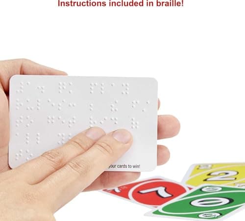 Mattel Games UNO Braille Card Game with Cards Specially Designed for Blind & Low-Vision Players for Kids, Adults, Family Nights & Parties