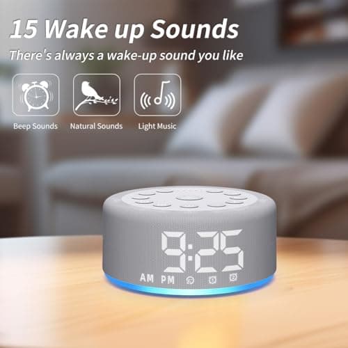 Sound Machine Alarm Clock Brown Noise White Noise Machine Night Light with Dual Alarms Backup Battery 30 Sleeping Sounds for Baby Kids Adults 32 Level Volume 5 Timers 15 Wake Up Sounds Memory Function