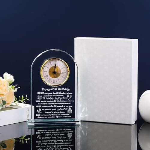Movdyka 60th Birthday Gifts for Women Men - Crystal Clock Gifts Personalized 1964 60 Year Old Birthday Present for Her Him - Happy 60th Birthday Gifts Ideas for Mom Dad Unique
