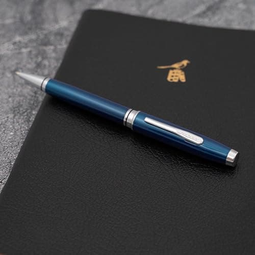 Personalized, Custom Engraved Cross Pen for Men or Women | Cross Coventry Ballpoint Pen | Luxury Gift for Office, Graduation and Business [Blue Lacquer with Chrome Trim]