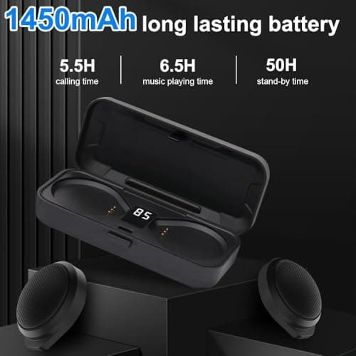 Motorcycle Bluetooth Headset with Charging Case, Helmet Bluetooth Speaker with Microphones & Remote Control, 1900mAh Battery, 50Hours Work Time, True Wireless Headsets for Riding and Skiing