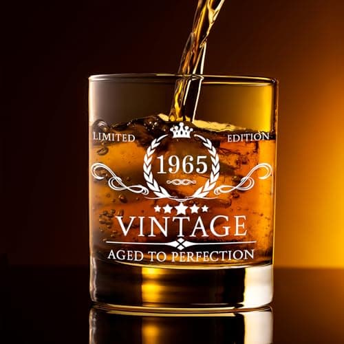 AOZITA 60th Birthday Gifts for Men - 60th Birthday Decorations for Men, Party Supplies - 60th Anniversary, Bday Gifts Ideas for Him, Dad, Husband, Friends - 11oz Whiskey Glass