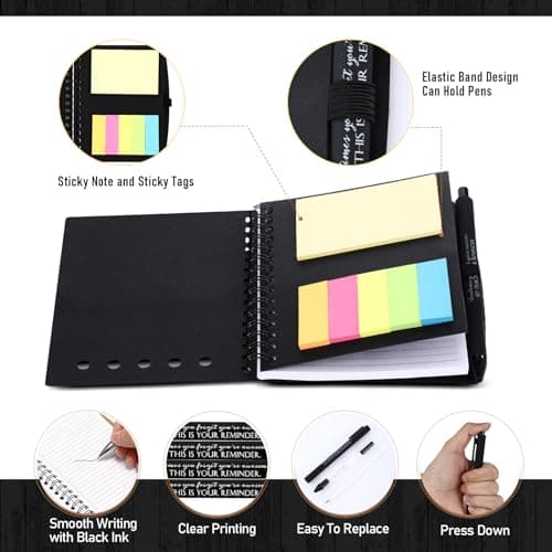 Appreciation Gift for Dsp Ma Coworker Office Staff, Customer Service Week, Thank You A6 Notebook Planner with Sticky Note Pen Resurhang 24 Set Customer Service Appreciation Gift for Staff, Black B0DG5J24WP