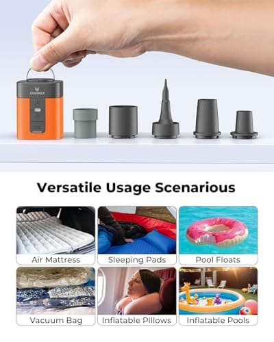 ETENWOLF AIR 3 Air Pump for Inflatables with 2600 mAh Battery & Camping Light, Ultra-Fast and Mini Electric Air Pump, Inflate Deflate for Air Mattress, Pool Floats, Vacuum Storage Bags
