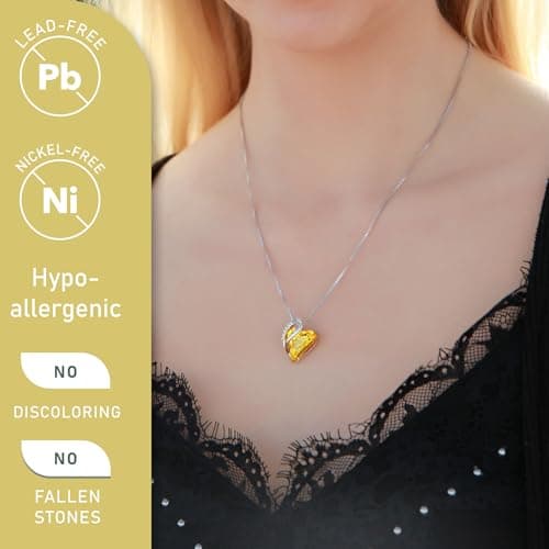 Leafael Gift Necklaces for Women, Infinity Love Birthstone Heart Crystal Pendant, Birthday Anniversary Jewelry for Wife, Mom, and Her, Silver Plated, 18" + 2" Adjustable Chain B07Z6PM69G