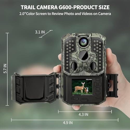 WOSPORTS Trail Camera,56MP 4K 0.2S Trigger Motion Activated,Game Camera with Night Vision IP66 Waterproof 2.0''LCD 120°Wide Trail Cam Lens for Outdoor Scouting Wildlife Monitoring Home Security