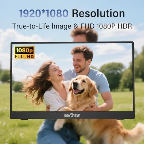InnoView Portable Monitor, 15.6 Inch FHD 1080P HDMI USB C Second External Monitor for Laptop, Desktop, MacBook, Phones, Tablet, PS5/4, Xbox, Switch, Built-in Speaker with Protective Case