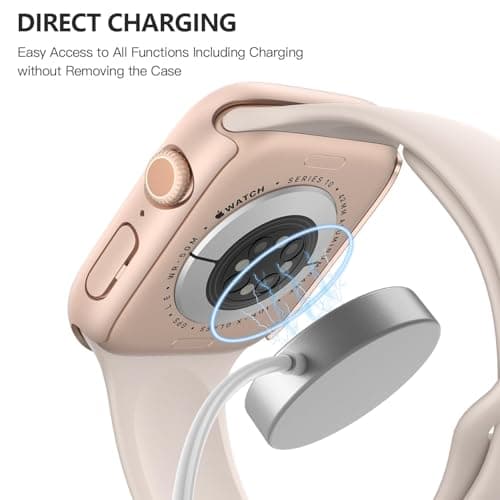 Misxi 2 Pack Tempered Glass Case Compatible for Apple Watch Series 11 (2025) Series 10 42mm, Hard PC Screen Protector Overall Protection Scratch-Resistant Cover for iWatch, 1 Rose Gold + 1 Transparent