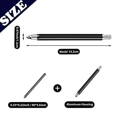 Outus 3 Pcs 5.6 mm Lead Holder Mechanical Pencils Sketch up Automatic Clutch Graphite Pencil with Built-in Sharpener Lead Pencil For Construction, Draft Drawing, Crafting, Art Sketching(Black)