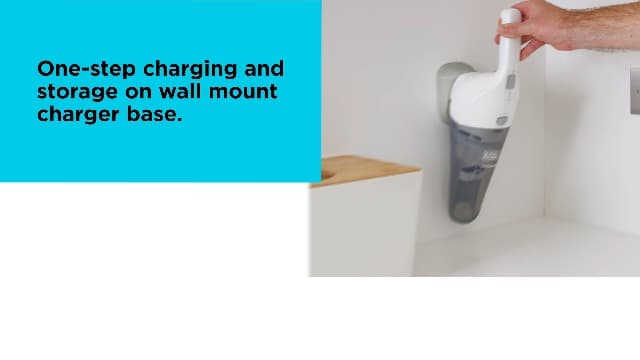 BLACK+DECKER Cordless Lithium Handheld Power Vacuum with Wall Mount Base and Charger, White (HNV220BCZ10FF)
