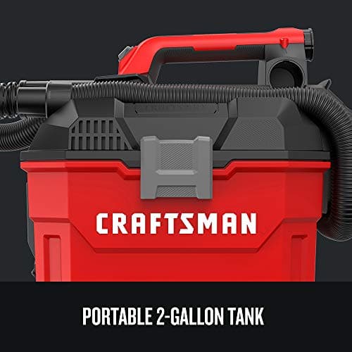 CRAFTSMAN V20 Cordless Vacuum Cleaner, Shop Vac Wet/Dry, 2 Gallon, 7ft Hose, Bare Tool Only (CMCV002B)