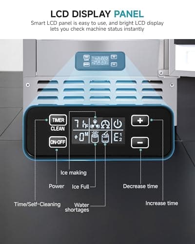EUHOMY Under Counter Nugget Ice Maker Machine, 70Lbs/Day, Bulit-in Freestanding Ice Maker with Double Ice Baskets, Self-Cleaning & 24H Timer Ice Machine, for Home Use(Silver)