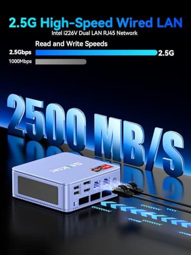 GMKtec M5 Ultra Gaming Mini PC Ryzen 7 7730U (Upgraded 7430U/ 5825U), 32GB RAM 512GB SSD Dual NIC LAN 2.5GbE Desktop Computers, Triple 4K Display, WiFi 6E, USB-C, BT 5.2, DP, HDMI 2.0 Blue