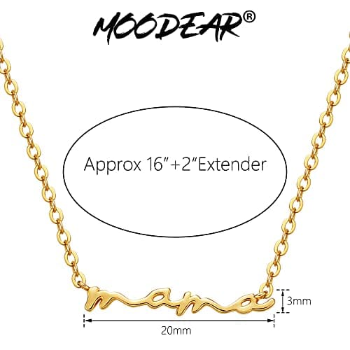 Moodear Mothers Day Gifts Mama Pendant Necklaces for Women - Dainty Small 18K Gold Plated Mom Necklace Non Tarnish Gift for Mom,New Mom Trendy