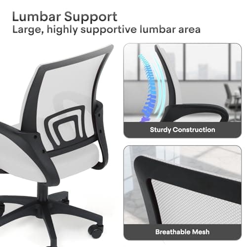 Ergonomic Office Chair - 330Lbs, Breathable Mesh Computer Desk Chair with Lumbar Support & Armrest, Rolling Swivel Adjustable Tilt Lock for Home Office/Gaming, Bedroom Study