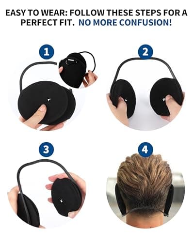 F Flammi Unisex Behind the Head Ear Muffs Foldable Winter Ear Warmers for Women & Men Ear Protection for Cycling Under Helmet