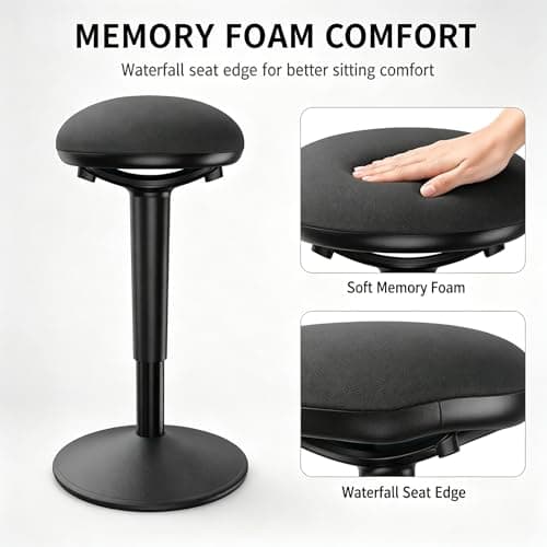 Standing Desk Chair with 360-Degree Standing Desk Chair with Memory Foam Seat Cushion, Lightweight & Flexible