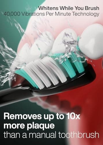 Aquasonic Black Series Ultra Whitening Toothbrush – ADA Accepted Electric Toothbrush- 8 Brush Heads & Travel Case – 40,000 VPM Electric Motor & Wireless Charging - 4 Modes w Smart Timer B072YVWBXH