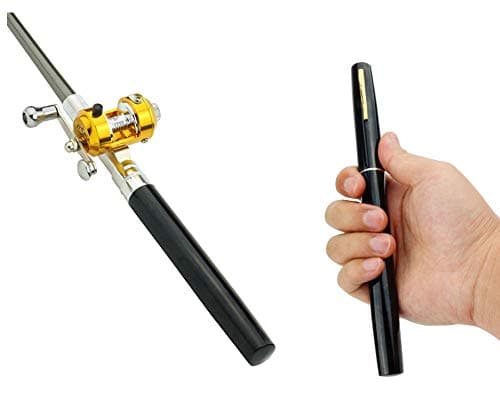 Portable Pocket Telescopic 38inch Mini Pen Shape Fishing Rod and Reel Combos, Pen Shape Folded Fishing Pole with Reel Wheel Gift, Suit for River, Lake, Reservoir, Ice Fishing and So On