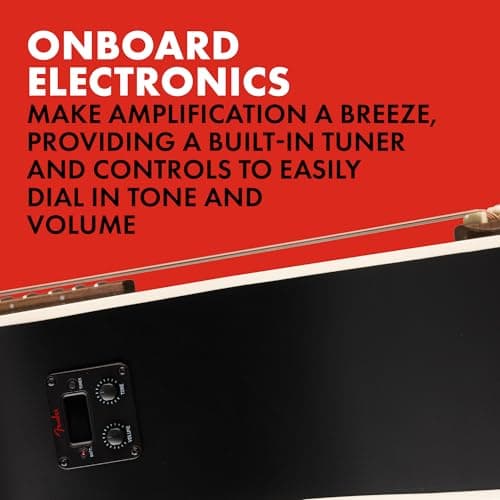 Fender California Debut Redondo CE Series Acoustic Guitar, Beginner Guitar, 2-Year Warranty, Includes Built-In Tuner, Black